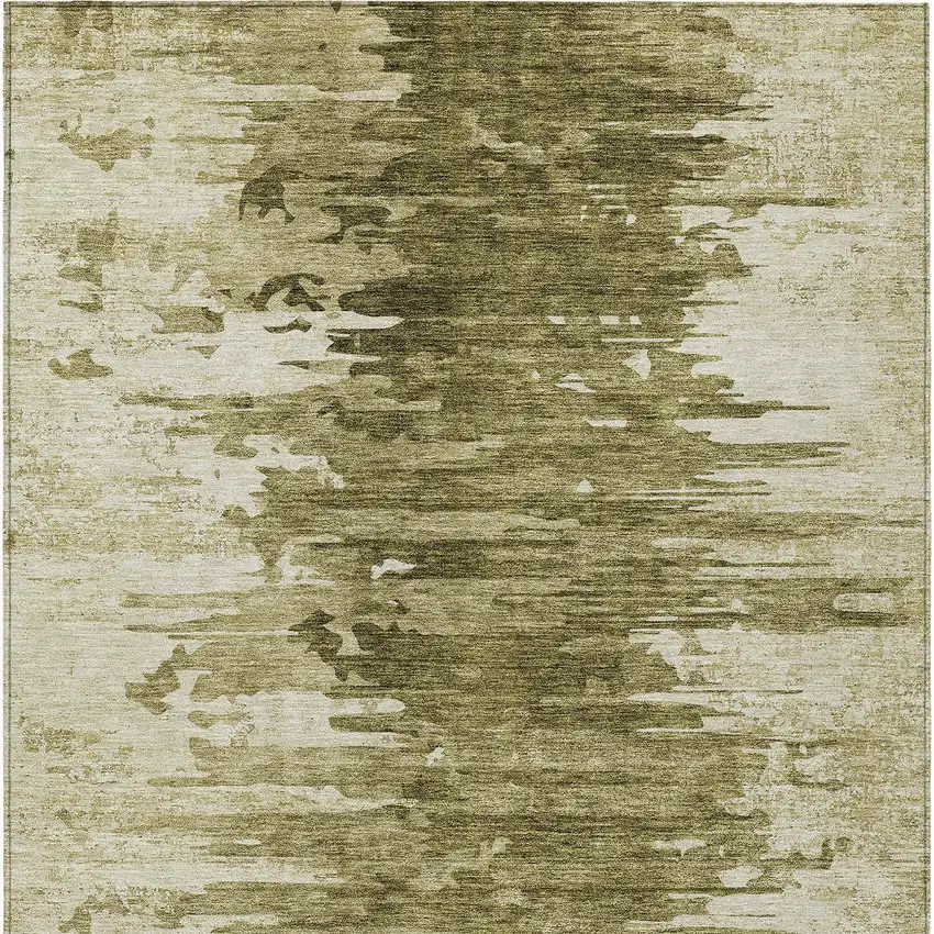 Brown Taupe And Beige Abstract Washable Indoor Outdoor Area Rug Photo 5