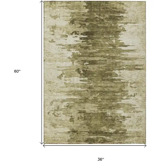 Brown Taupe And Beige Abstract Washable Indoor Outdoor Area Rug Photo 3