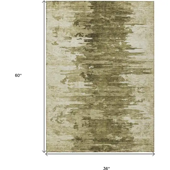 Brown Taupe And Beige Abstract Washable Indoor Outdoor Area Rug Photo 3