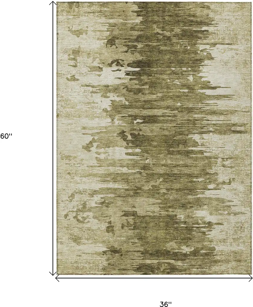 Brown Taupe And Beige Abstract Washable Indoor Outdoor Area Rug Photo 3