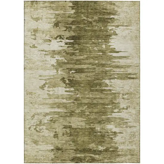 Brown Taupe And Beige Abstract Washable Indoor Outdoor Area Rug Photo 2