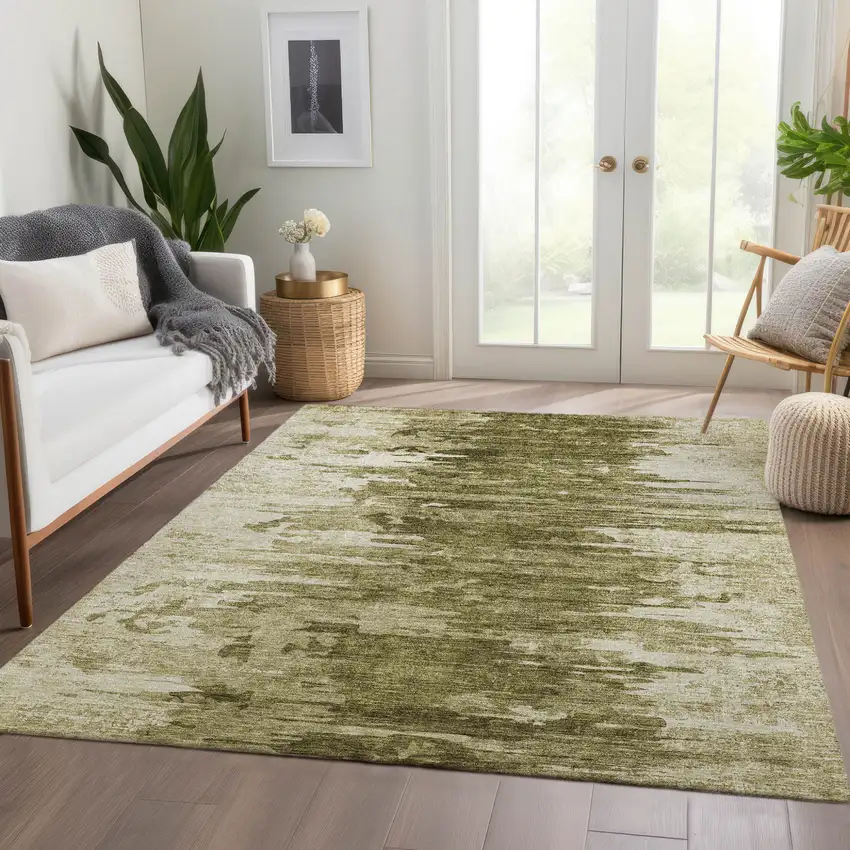 Brown Taupe And Beige Abstract Washable Indoor Outdoor Area Rug Photo 7