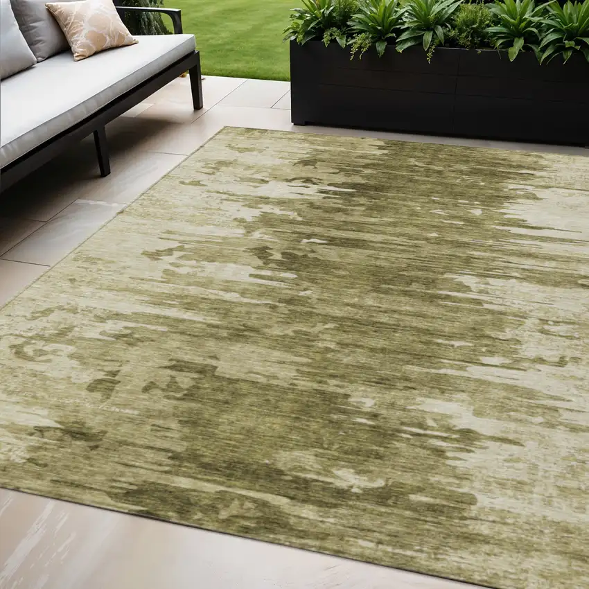 Brown Taupe And Beige Abstract Washable Indoor Outdoor Area Rug Photo 1