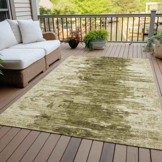 Brown Taupe And Beige Abstract Washable Indoor Outdoor Area Rug Photo 6