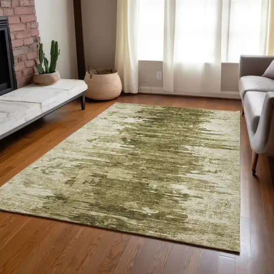 Brown Taupe And Beige Abstract Washable Indoor Outdoor Area Rug Photo 8
