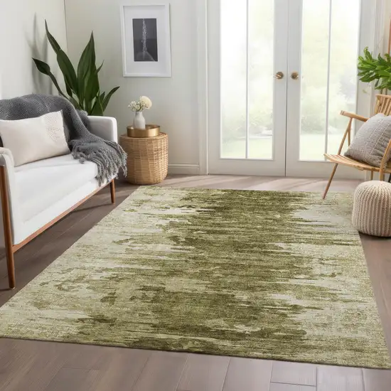 Brown Taupe And Beige Abstract Washable Indoor Outdoor Area Rug Photo 7