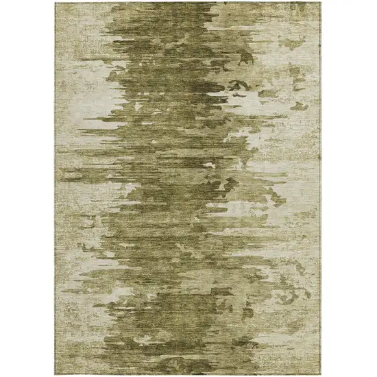 Brown Taupe And Beige Abstract Washable Indoor Outdoor Area Rug Photo 5