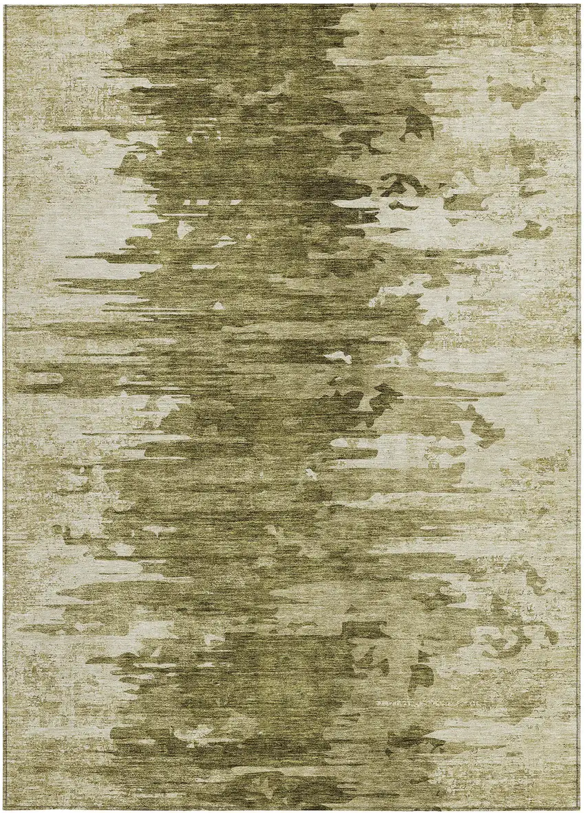 Brown Taupe And Beige Abstract Washable Indoor Outdoor Area Rug Photo 5