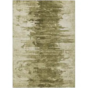 Photo of Brown Taupe And Beige Abstract Washable Indoor Outdoor Area Rug