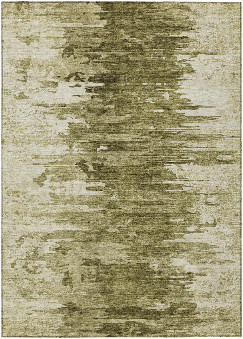 Brown Taupe And Beige Abstract Washable Indoor Outdoor Area Rug Photo 1