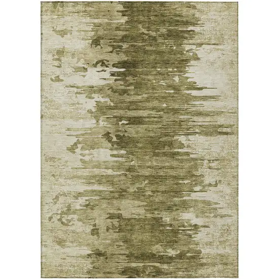 Brown Taupe And Beige Abstract Washable Indoor Outdoor Area Rug Photo 1