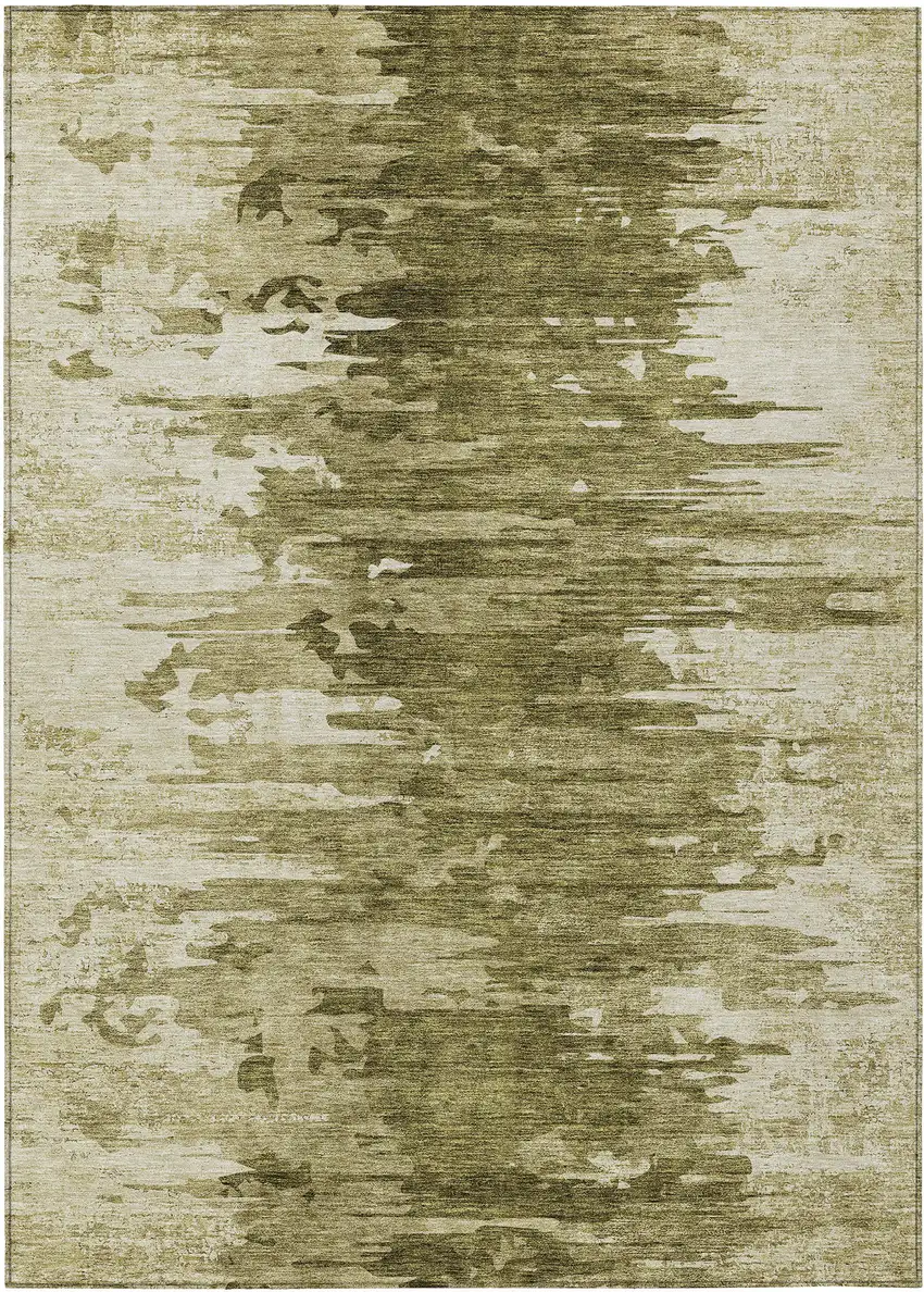Brown Taupe And Beige Abstract Washable Indoor Outdoor Area Rug Photo 1