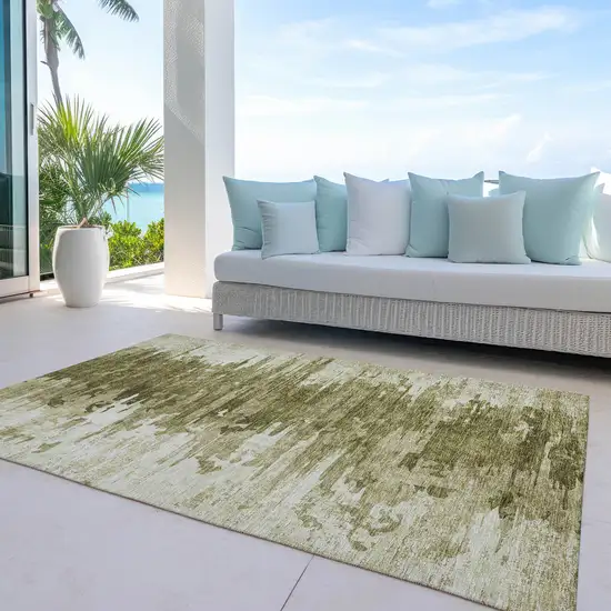 Brown Taupe And Beige Abstract Washable Indoor Outdoor Area Rug Photo 9