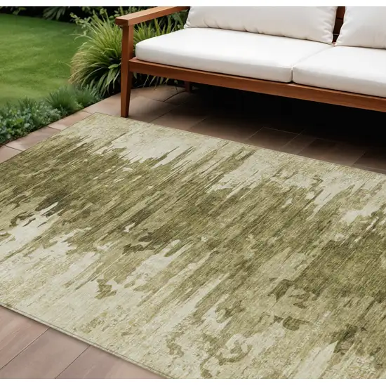 Brown Taupe And Beige Abstract Washable Indoor Outdoor Area Rug Photo 1