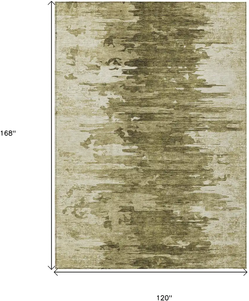 Brown Taupe And Beige Abstract Washable Indoor Outdoor Area Rug Photo 9