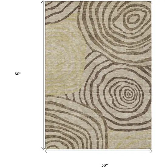 Brown Taupe And Beige Abstract Washable Indoor Outdoor Area Rug Photo 7