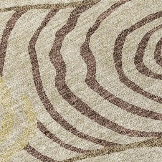 Brown Taupe And Beige Abstract Washable Indoor Outdoor Area Rug Photo 5
