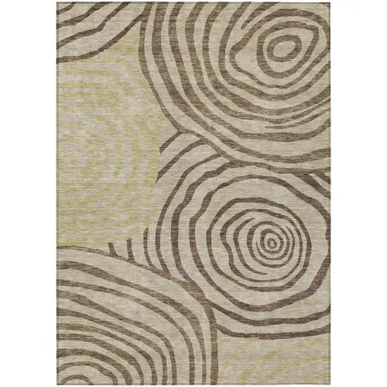 Brown Taupe And Beige Abstract Washable Indoor Outdoor Area Rug Photo 1