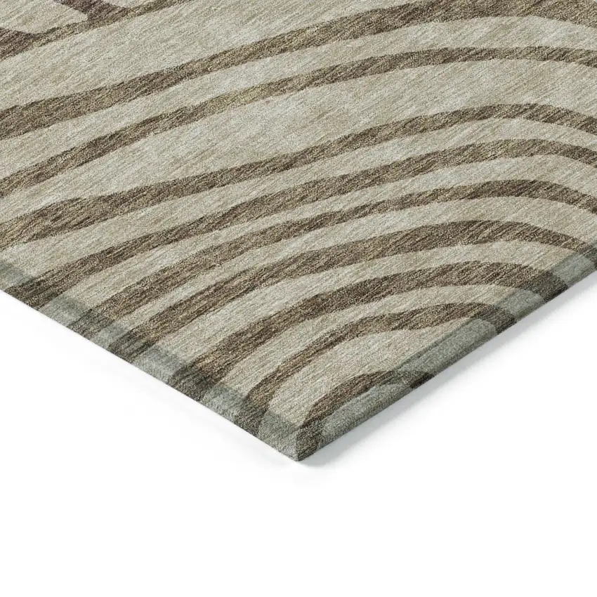 Brown Taupe And Beige Abstract Washable Indoor Outdoor Area Rug Photo 3