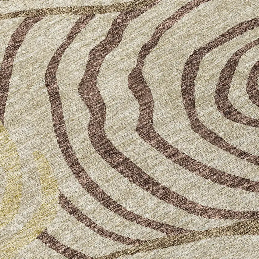 Brown Taupe And Beige Abstract Washable Indoor Outdoor Area Rug Photo 4