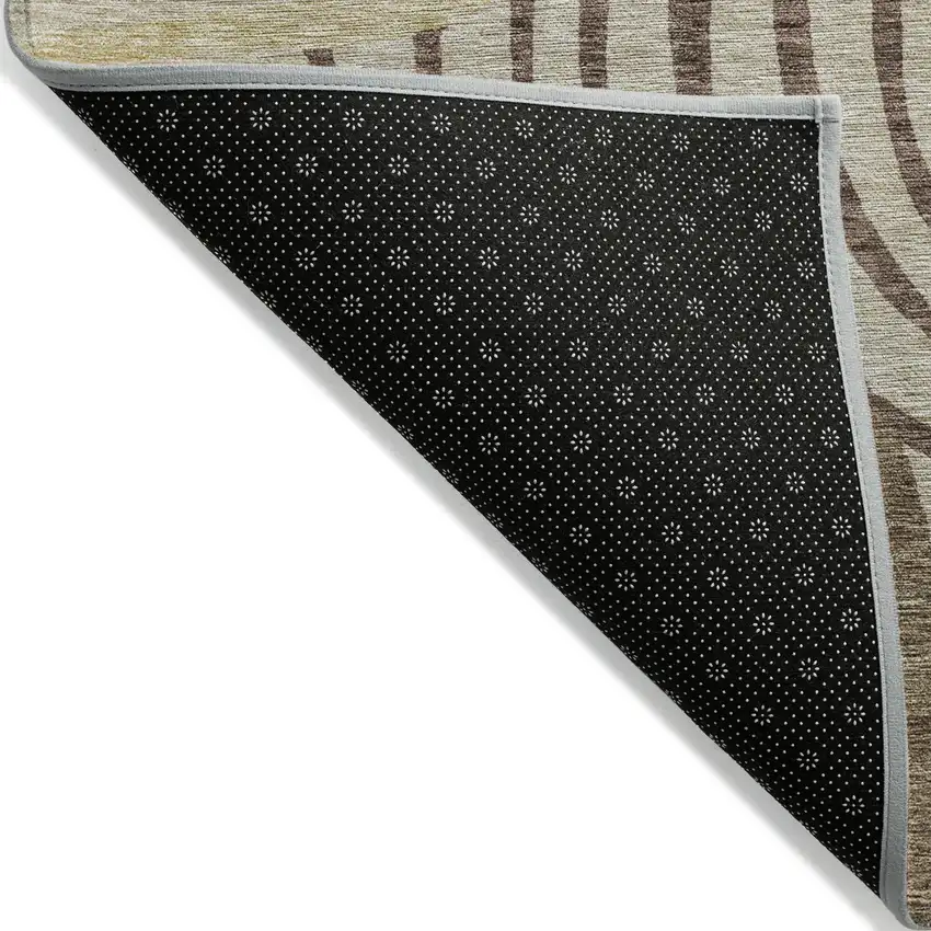 Brown Taupe And Beige Abstract Washable Indoor Outdoor Area Rug Photo 2