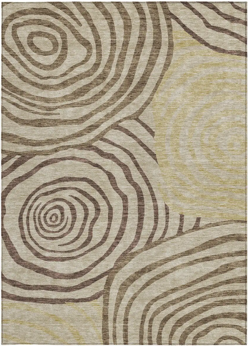 Brown Taupe And Beige Abstract Washable Indoor Outdoor Area Rug Photo 5