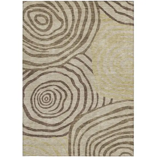 Brown Taupe And Beige Abstract Washable Indoor Outdoor Area Rug Photo 5
