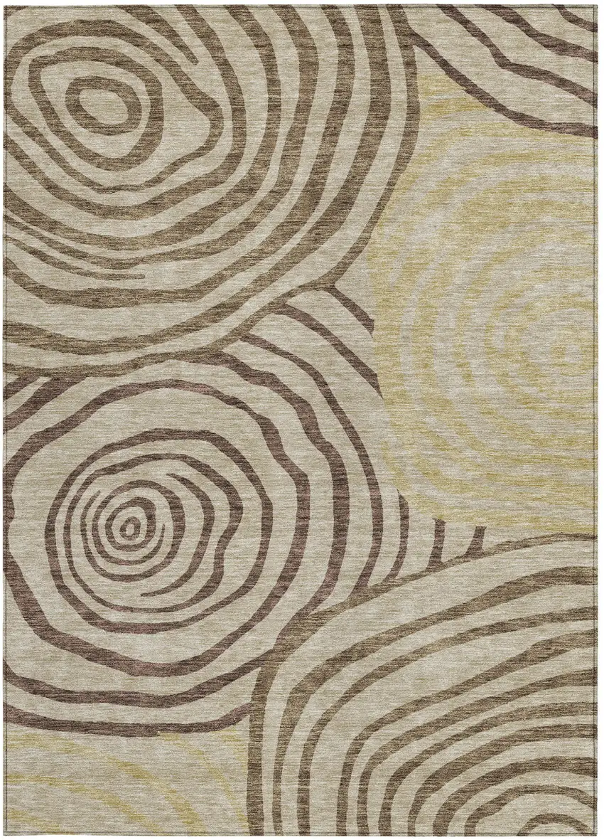 Brown Taupe And Beige Abstract Washable Indoor Outdoor Area Rug Photo 5