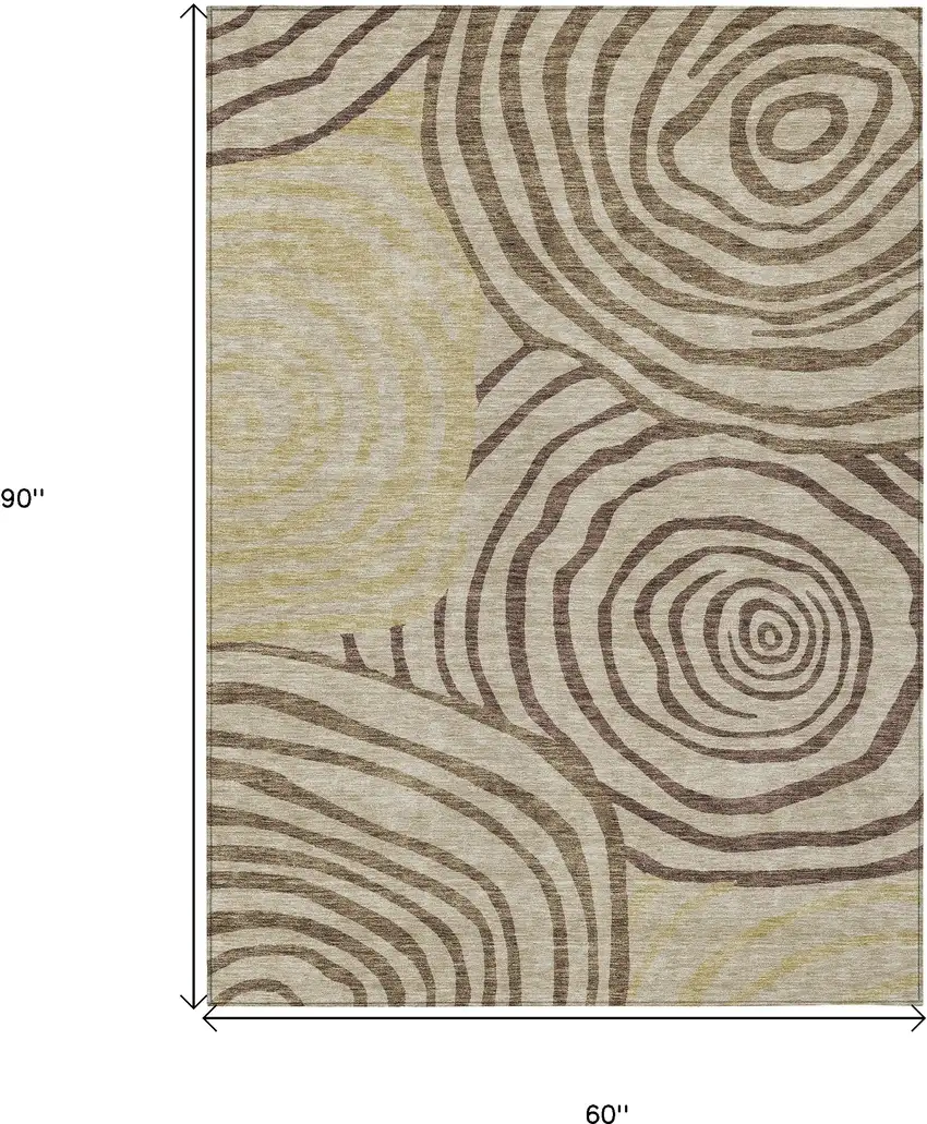 Brown Taupe And Beige Abstract Washable Indoor Outdoor Area Rug Photo 3