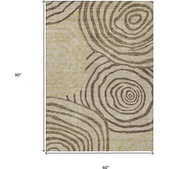 Brown Taupe And Beige Abstract Washable Indoor Outdoor Area Rug Photo 3