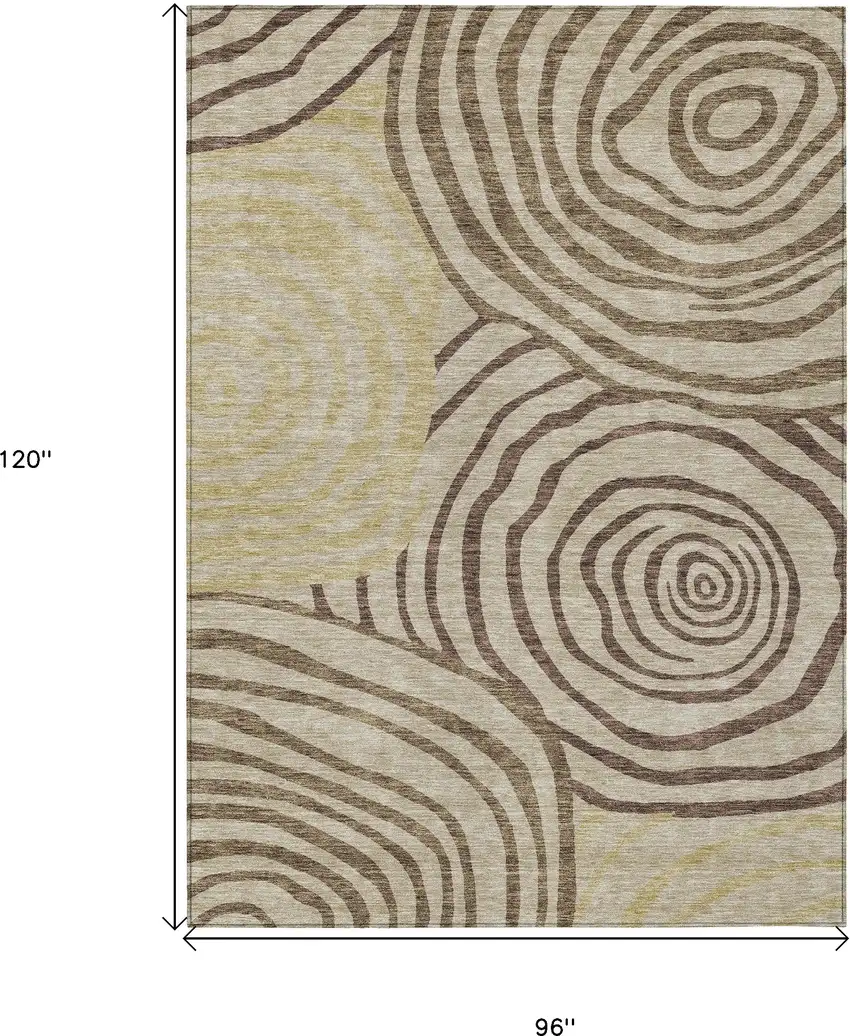 Brown Taupe And Beige Abstract Washable Indoor Outdoor Area Rug Photo 3