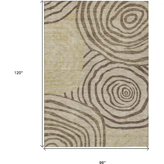 Brown Taupe And Beige Abstract Washable Indoor Outdoor Area Rug Photo 3