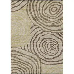 Photo of Brown Taupe And Beige Abstract Washable Indoor Outdoor Area Rug