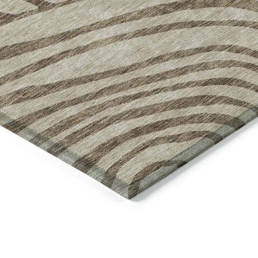 Brown Taupe And Beige Abstract Washable Indoor Outdoor Area Rug Photo 3