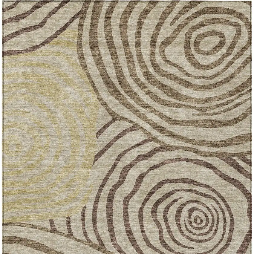 Brown Taupe And Beige Abstract Washable Indoor Outdoor Area Rug Photo 6