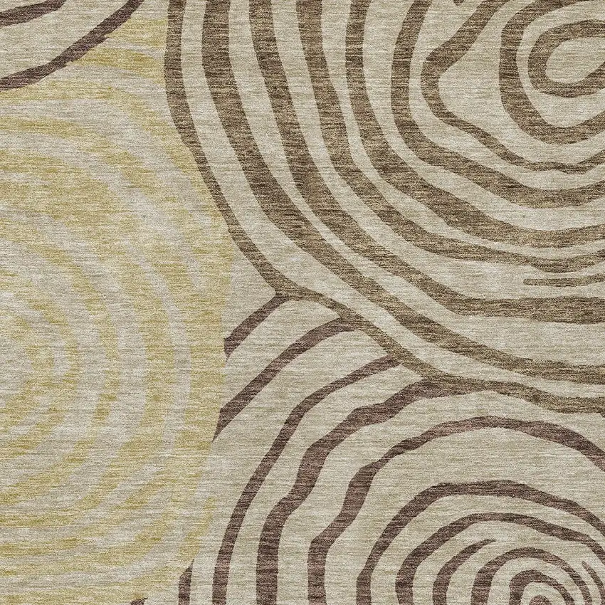 Brown Taupe And Beige Abstract Washable Indoor Outdoor Area Rug Photo 5