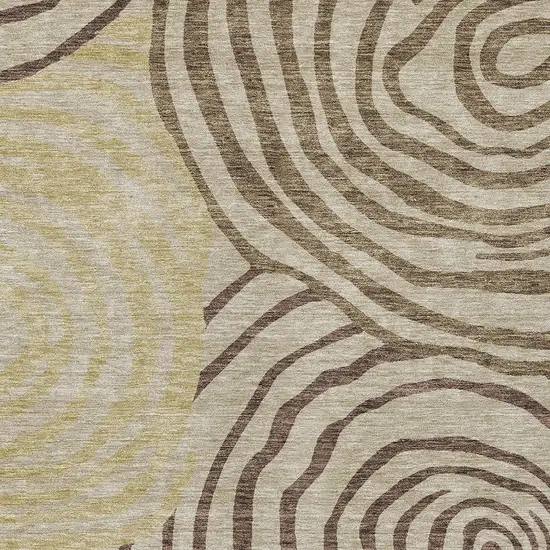 Brown Taupe And Beige Abstract Washable Indoor Outdoor Area Rug Photo 5