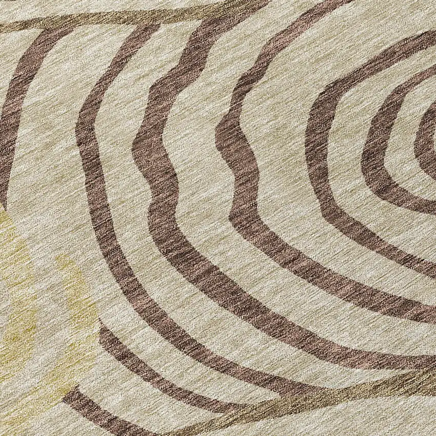 Brown Taupe And Beige Abstract Washable Indoor Outdoor Area Rug Photo 4