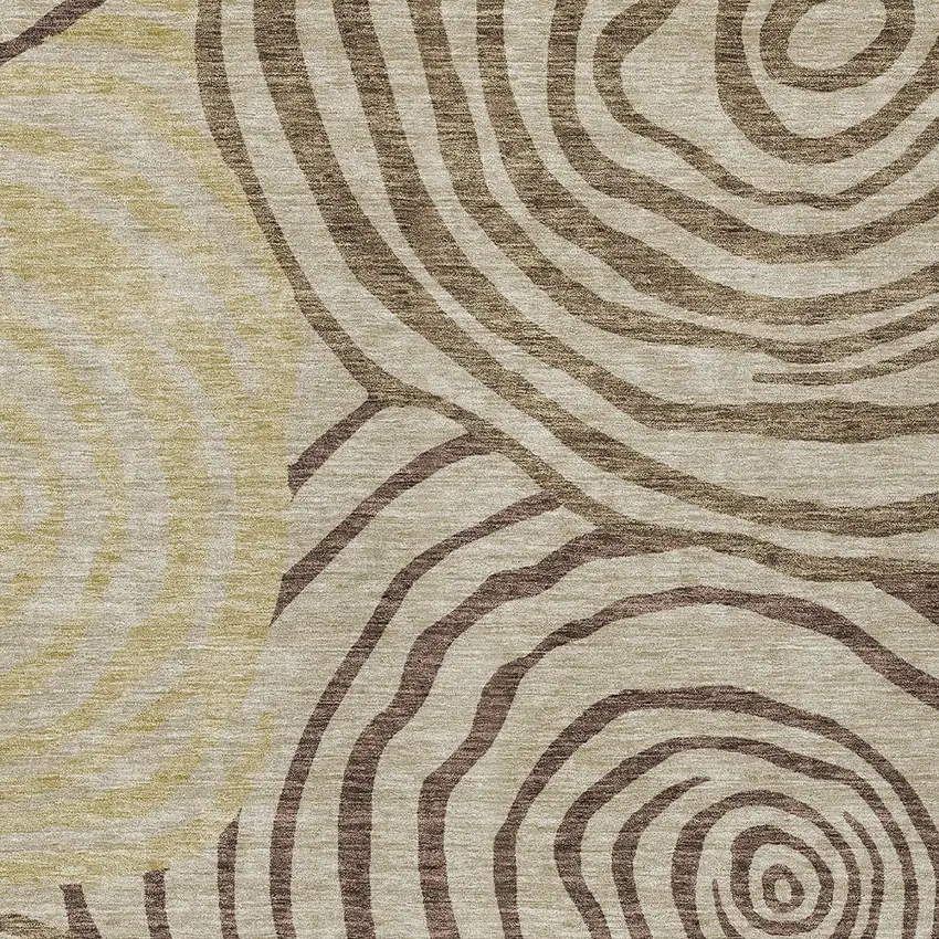 Brown Taupe And Beige Abstract Washable Indoor Outdoor Area Rug Photo 5