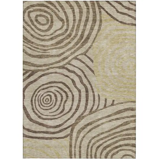 Brown Taupe And Beige Abstract Washable Indoor Outdoor Area Rug Photo 6