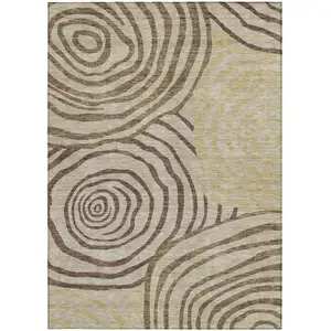Photo of Brown Taupe And Beige Abstract Washable Indoor Outdoor Area Rug