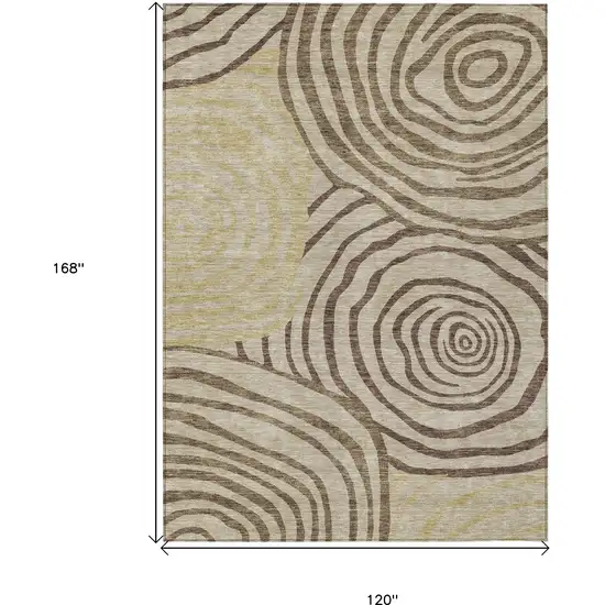 Brown Taupe And Beige Abstract Washable Indoor Outdoor Area Rug Photo 3