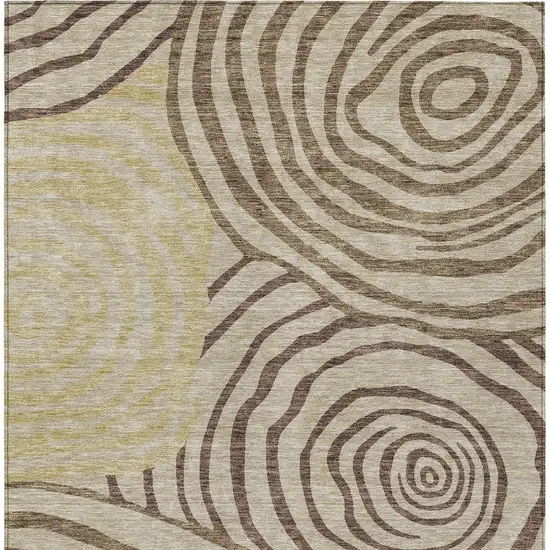 Brown Taupe And Beige Abstract Washable Indoor Outdoor Area Rug Photo 5