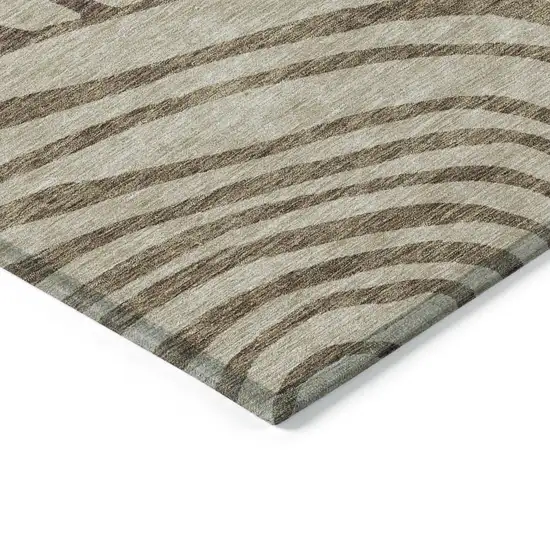 Brown Taupe And Beige Abstract Washable Indoor Outdoor Area Rug Photo 3