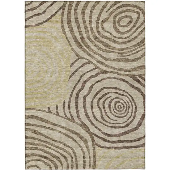 Brown Taupe And Beige Abstract Washable Indoor Outdoor Area Rug Photo 1