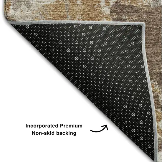 Brown Taupe And Beige Floral Washable Area Rug With UV Protection Photo 7