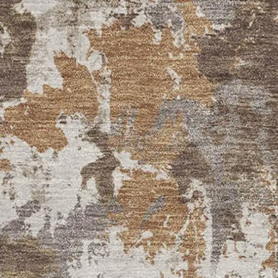 Brown Taupe And Beige Floral Washable Area Rug With UV Protection Photo 3