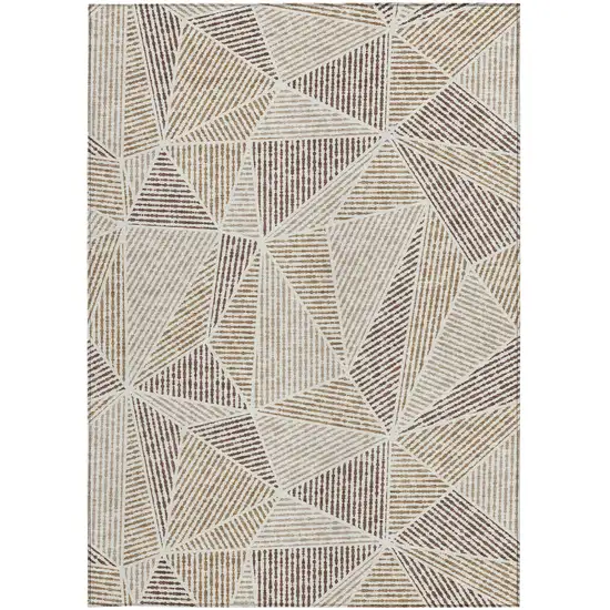 Brown Taupe And Beige Geometric Washable Indoor Outdoor Area Rug Photo 6
