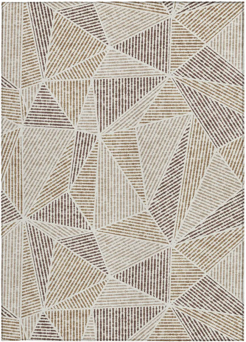 Brown Taupe And Beige Geometric Washable Indoor Outdoor Area Rug Photo 6