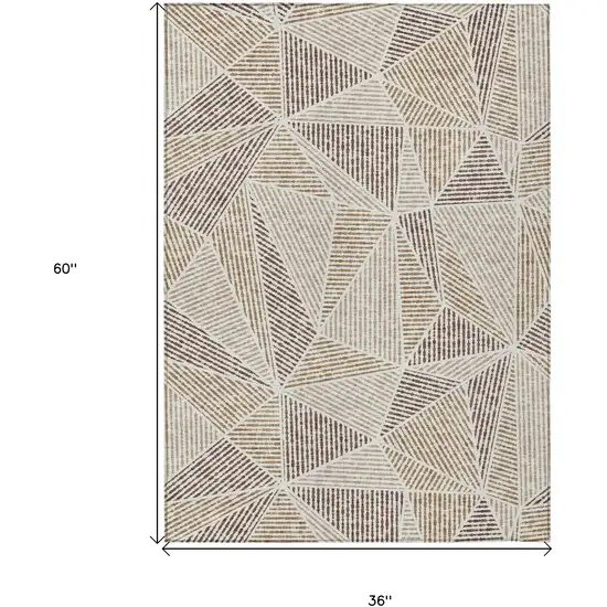 Brown Taupe And Beige Geometric Washable Indoor Outdoor Area Rug Photo 3